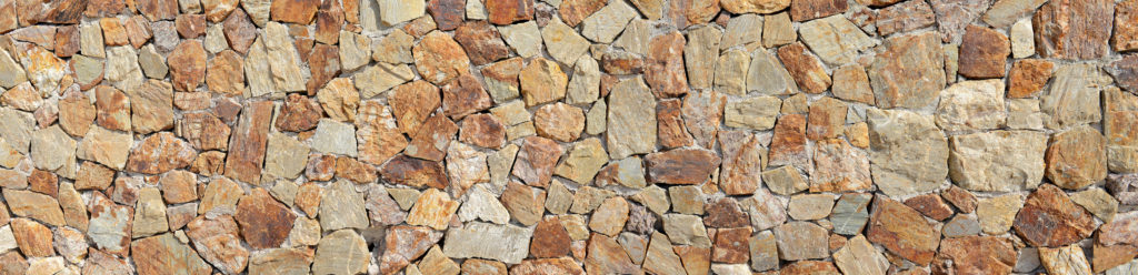 close up of rock wall construction